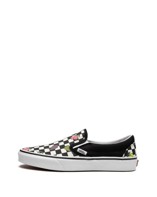 Vans Black Classic Slip On "Fruit Checkerboard" Sneakers
