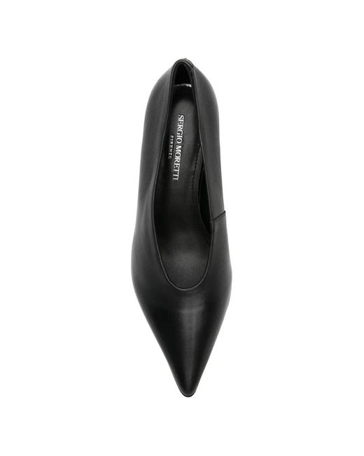 SERGIO MORETTI FIRENZE Black Pointed-Toe Leather Pumps