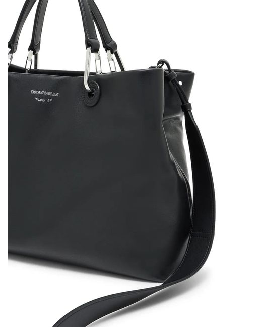 Emporio Armani Black Medium Top-Handle Leather Tote Bag for men