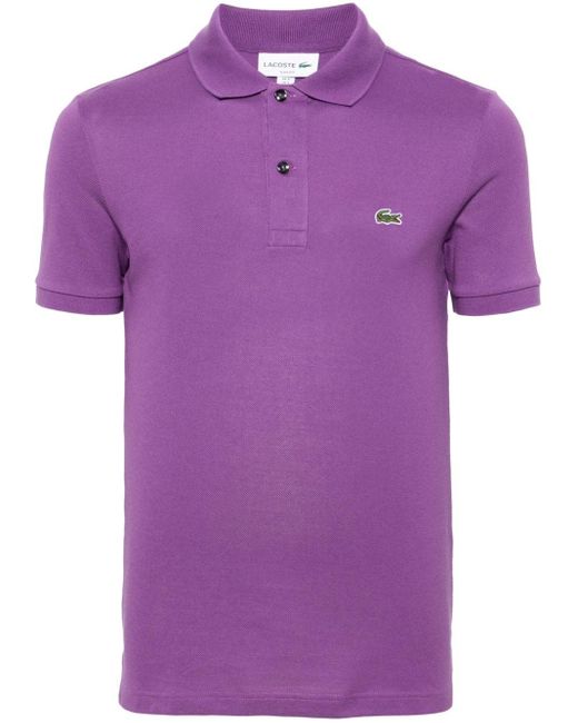 Logo-patch cotton polo shirt Lacoste pour homme en coloris Purple