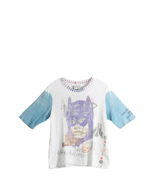 SAITOS Blue Batman Graphic-Print Distressed T-Shirt for men
