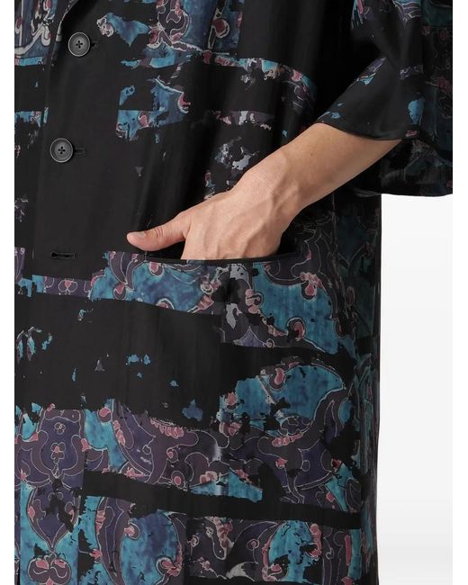 Yohji Yamamoto Black Patterned Silk Jacket for men