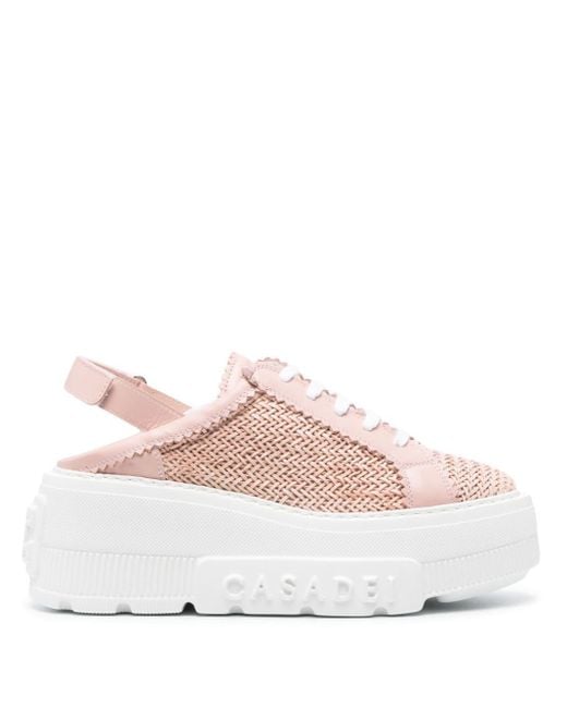 Casadei Pink Hanoi Slingback Leather Sneakers
