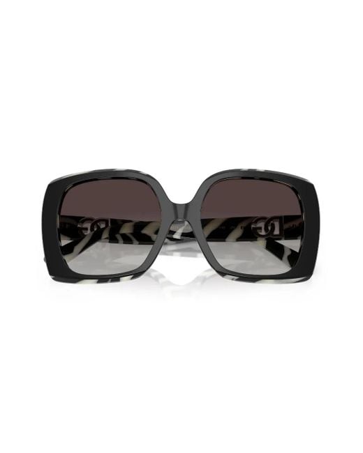 Dolce & Gabbana Brown Zebra-Print Square-Frame Sunglasses