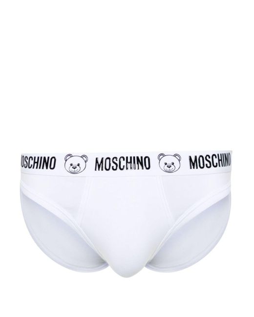 Moschino White Logo-waistband Jersey Briefs for men
