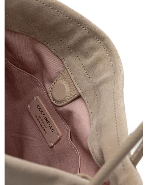 Coccinelle Natural Sac Cabas En Daim À Patch Logo