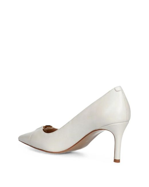 Twinset White Escarpins Pointus À Plaque Logo