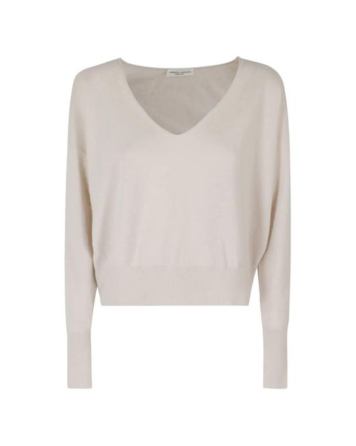 Roberto Collina White V-Neck Long-Sleeve Sweater