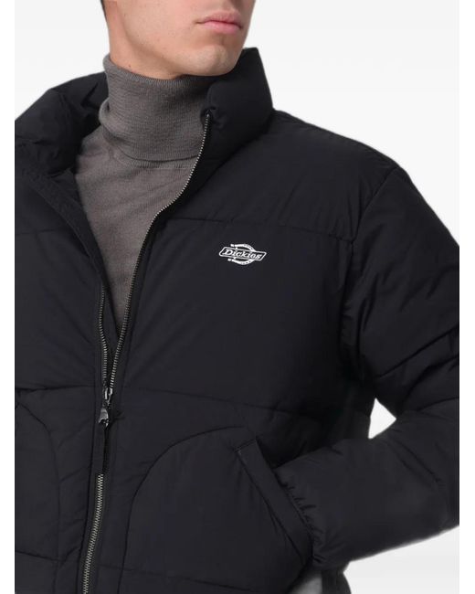 Dickies Blue Quilted Logo-Patch Jacket for men
