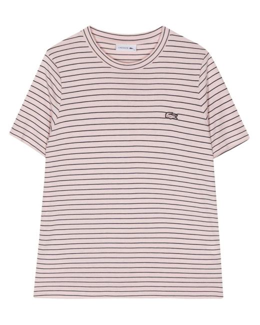 Lacoste Pink Embroidered-logo T-shirt