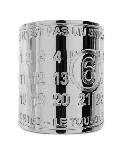 MM6 by Maison Margiela Gray Souvenir Logo-Engraved Wide Ring for men