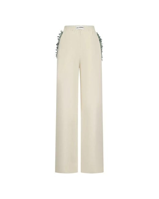 Des Phemmes White Sequin-Embellished Trousers