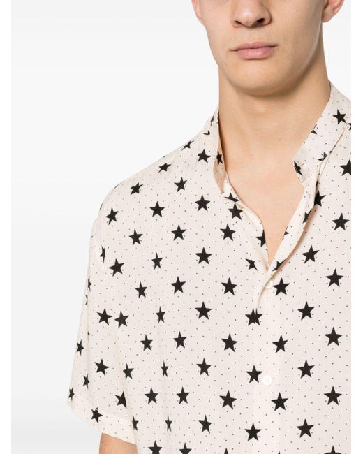 Camisa con estrellas estampadas Balmain de hombre de color White