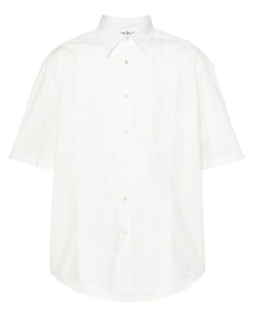 Acne White Seam-detail Cotton Shirt for men