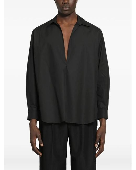 Ssstein Black Suvin-Cotton Oversized Shirt for men