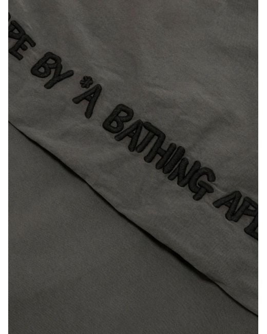 Aape By A Bathing Ape Gray Logo-Patch Shorts for men