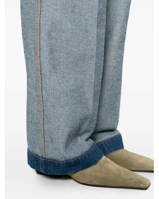 Sonia Rykiel Blue High-Rise Upside-Down Straight-Leg Jeans