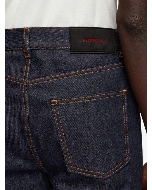 Ferragamo Jeans Met Contrasterend Stiksel in het Blue voor heren
