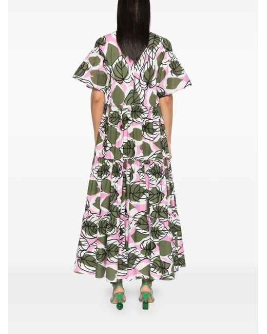 Talbot Runhof White Floral-Print Midi Dress
