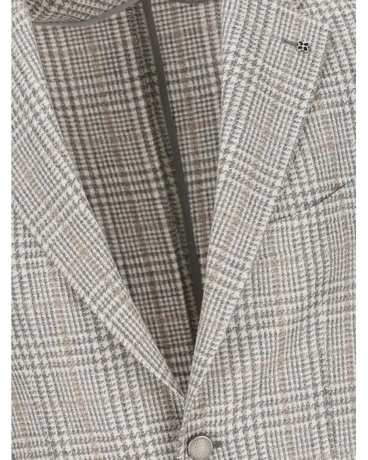 Tagliatore Checked buttoned blazer in Gray für Herren