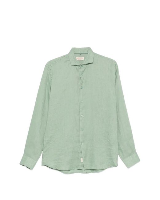 Impure Green Spread-Collar Long-Sleeve Shirt for men