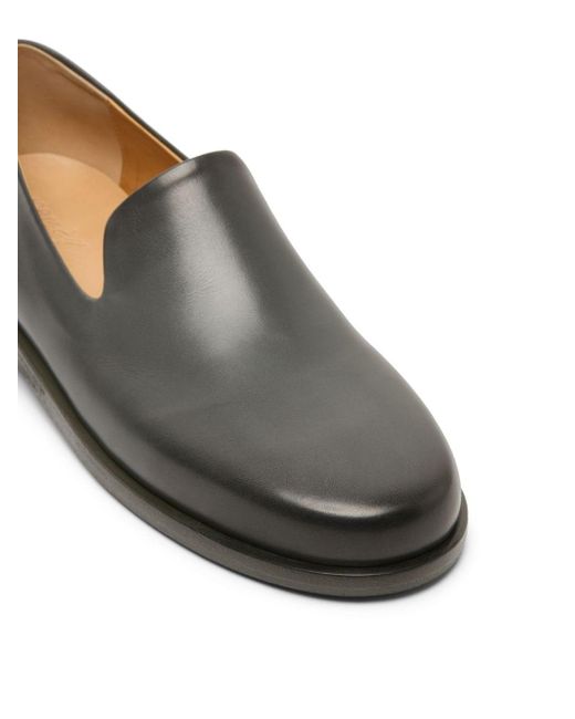Marsèll Gray Round-toe Leather Loafers