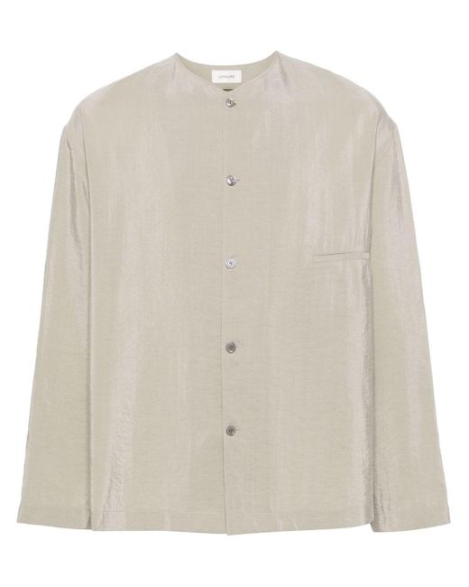 Lemaire Natural Crinkled Collarless Shirt for men