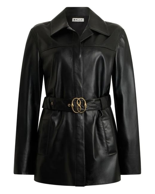 Bally Black Belted Leather Jacket