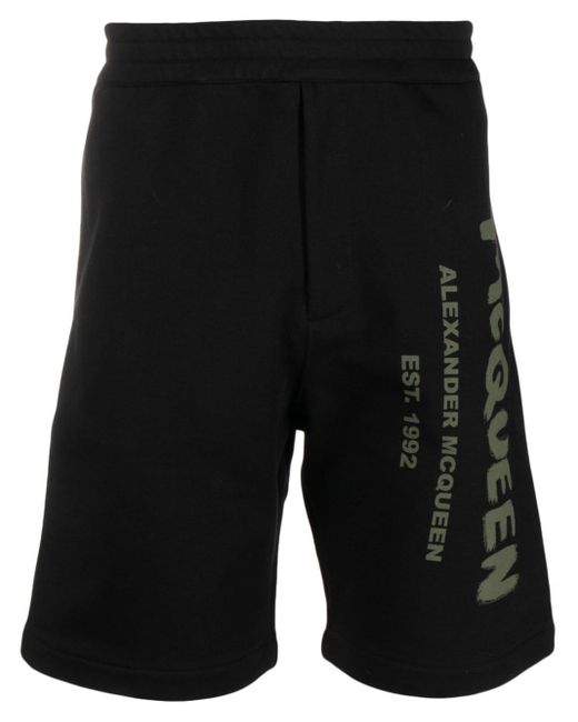 Pantalones cortos con logo Alexander McQueen de hombre de color Black