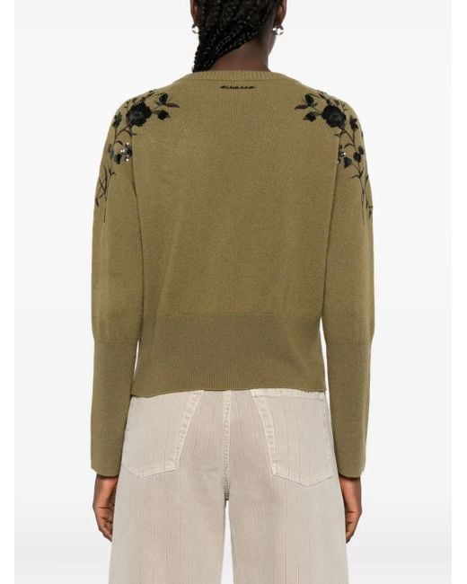 ERMANNO FIRENZE Green Sequin-Embellishment Cardigan