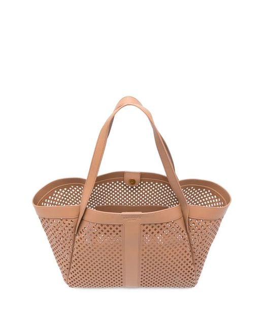 Twinset Brown Laser-Cut Tote Bag
