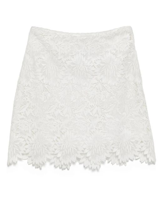 Ermanno Scervino White Floral Lace Mini Skirt