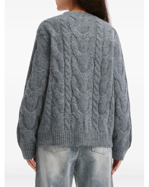 B+ AB Gray Cable-Knit Zip-Fastening Cardigan