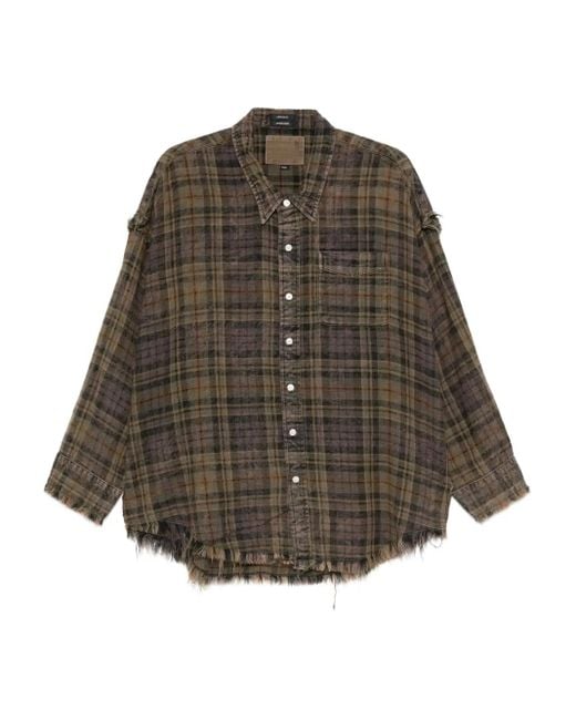 R13 Geruite Blouse Met Gerafelde Afwerking in het Brown
