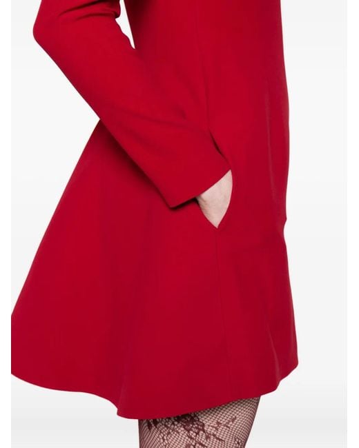 McQueen Red Puff-Sleeve Fitted Dress