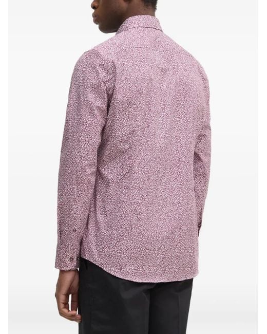 Boss Purple Abstract-Print Shirt for men