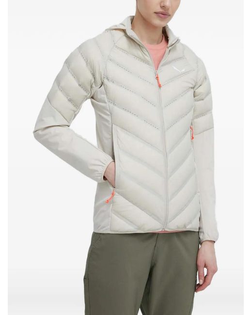 Salewa Gray Hooded Quilted Performance Jacket