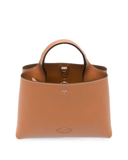 Tod's Brown T Timeless Micro Leather Handbag