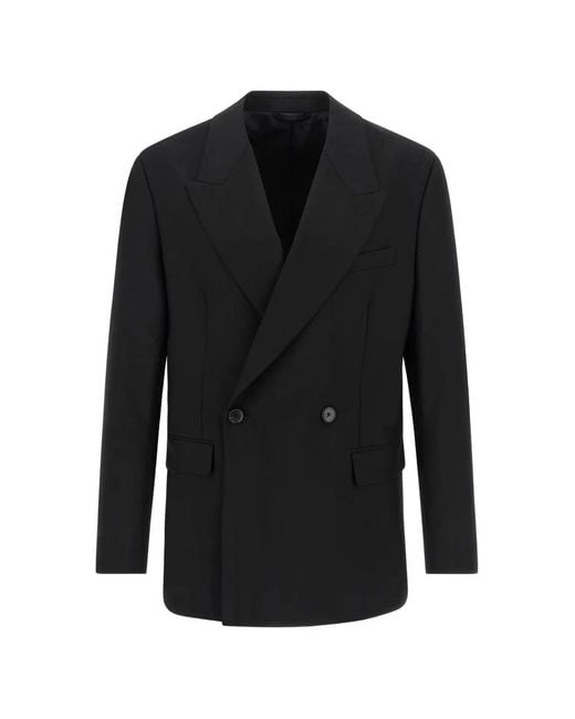 mfpen Black Double-Breasted Peaked-Lapel Blazer for men