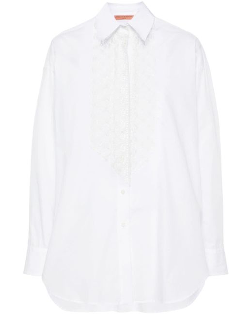 Camisa de popelina con panel de encaje Ermanno Scervino de color White
