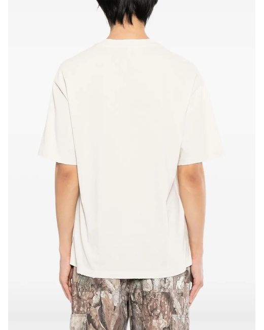 WARMAN White Cotton Printed T-Shirt for men