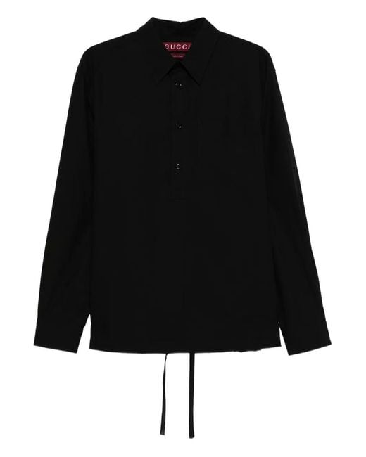 Gucci Black Button-Fastening Drawstring Shirt for men