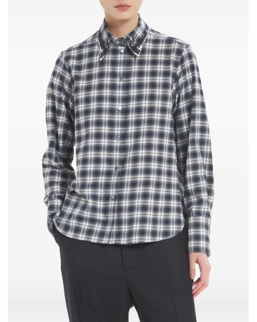 Camicia A Quadri Con Colletto Decorato di Barena in Gray