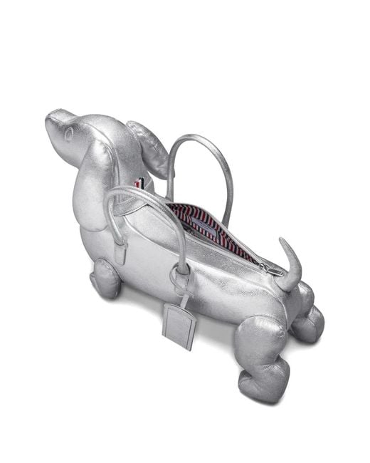 Thom Browne Gray Hector Leather Tote Bag for men