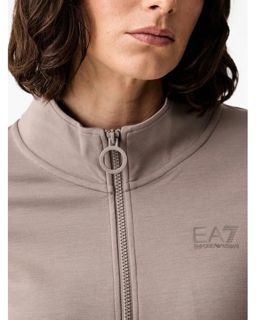 EA7 Gray Logo-Print Zip-Up Jacket
