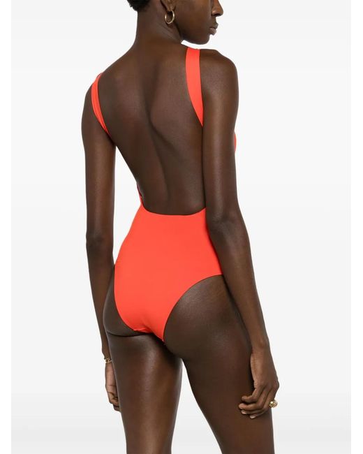 Lenny Niemeyer Red Halter-Neck Open-Back Swimsuit