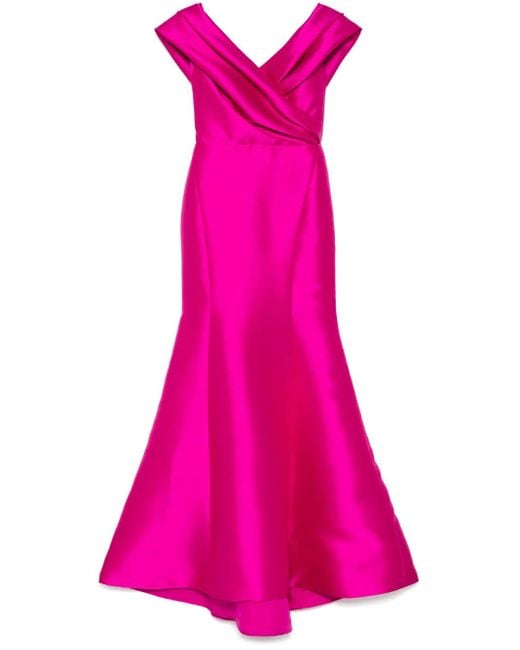 Amsale Pink Draped Mikado Gown Dress