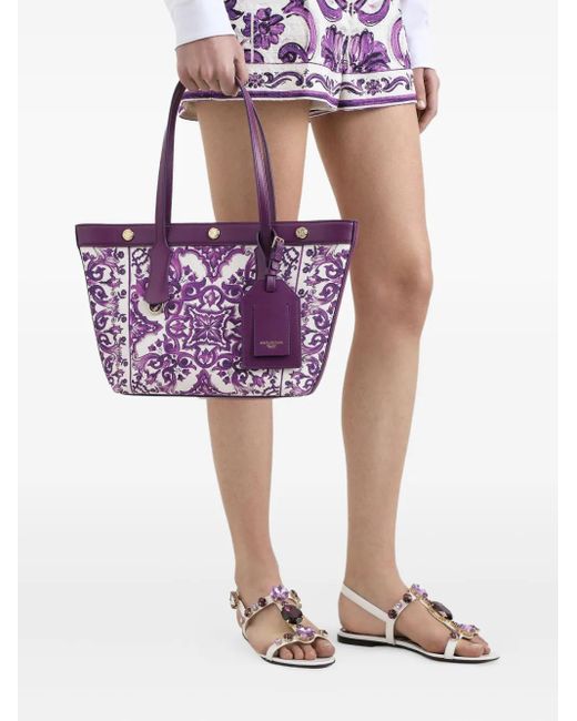 Dolce & Gabbana Purple Medium Majolica-Print Tote Bag
