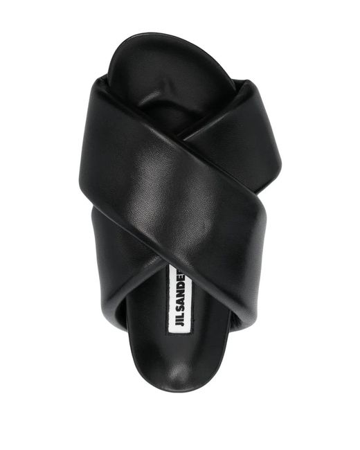 Jil Sander Black Lamb Leather Sandals With Criss-Cross Straps