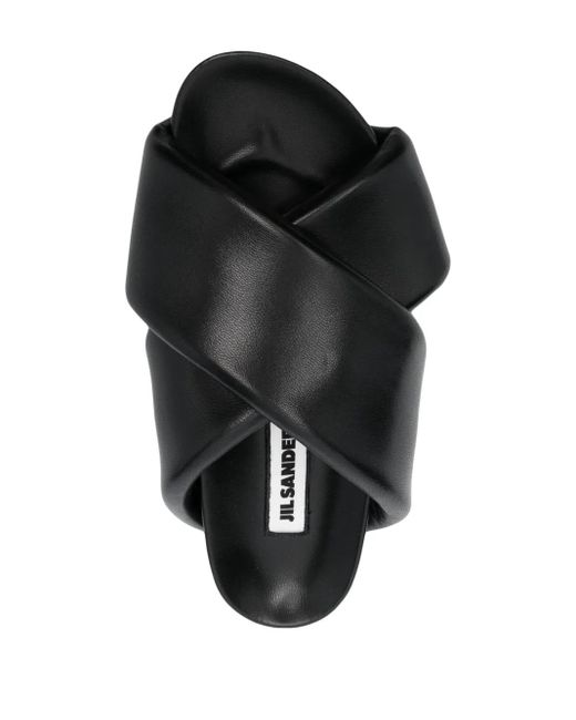 Jil Sander Black Lamb Leather Sandals With Criss-Cross Straps